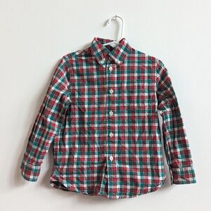 E. Land Christmas Plaid Button Down Shirt Boys 4T Festive